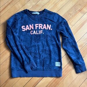 H&M Blue Sweater with Pink Print